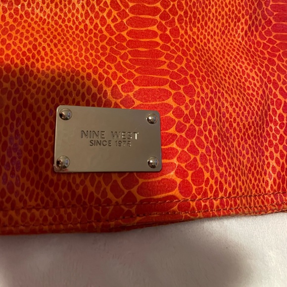 Nine West Orange Snakeskin Clutch - Picture 2 of 3